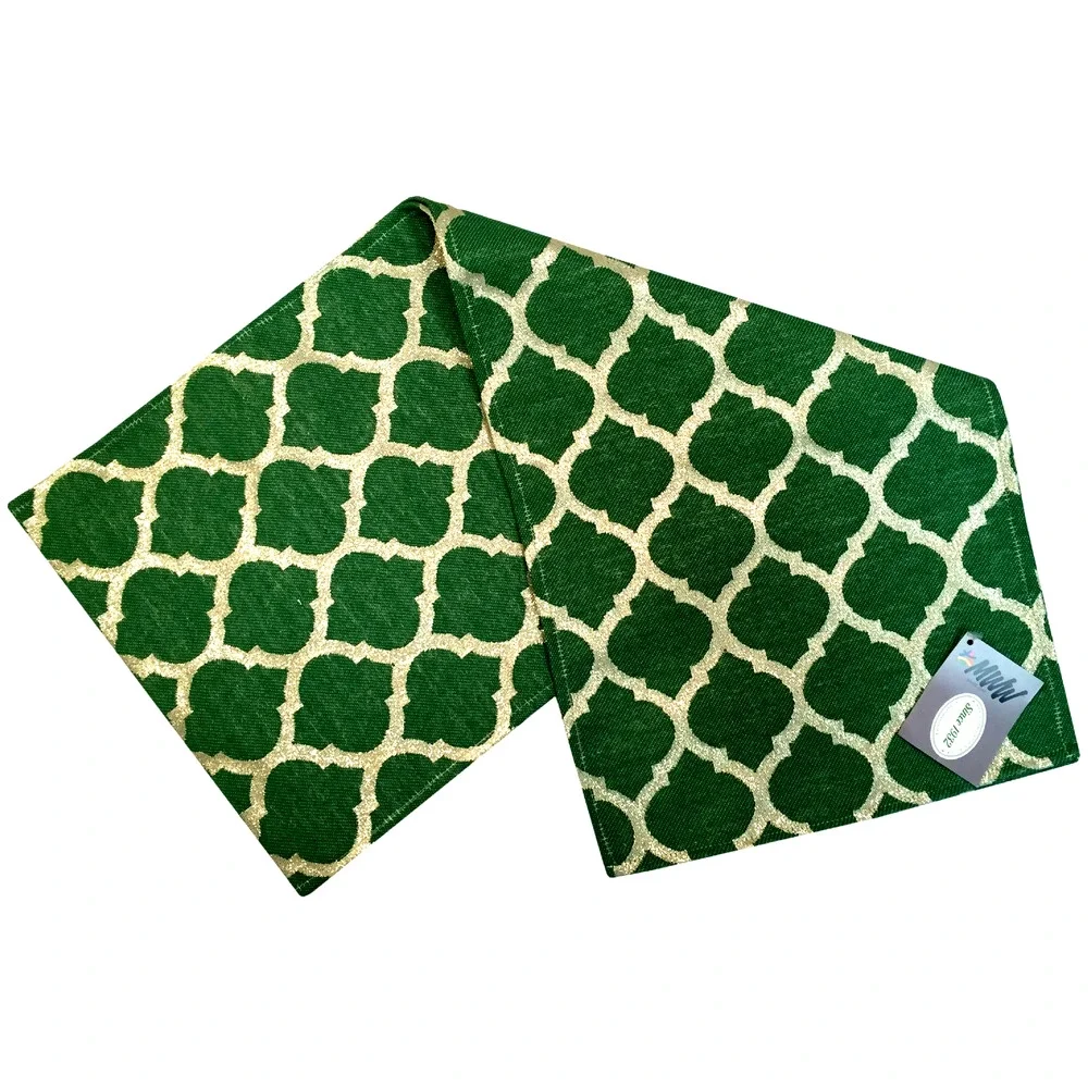 Moroccan Me Crazy Table Runner Green Mediterranean Ikat Made In USA 72